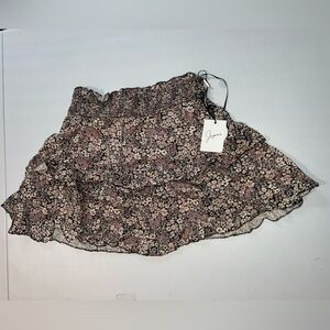 Jasper Floral Charm Mini Skirt - Black and Pink